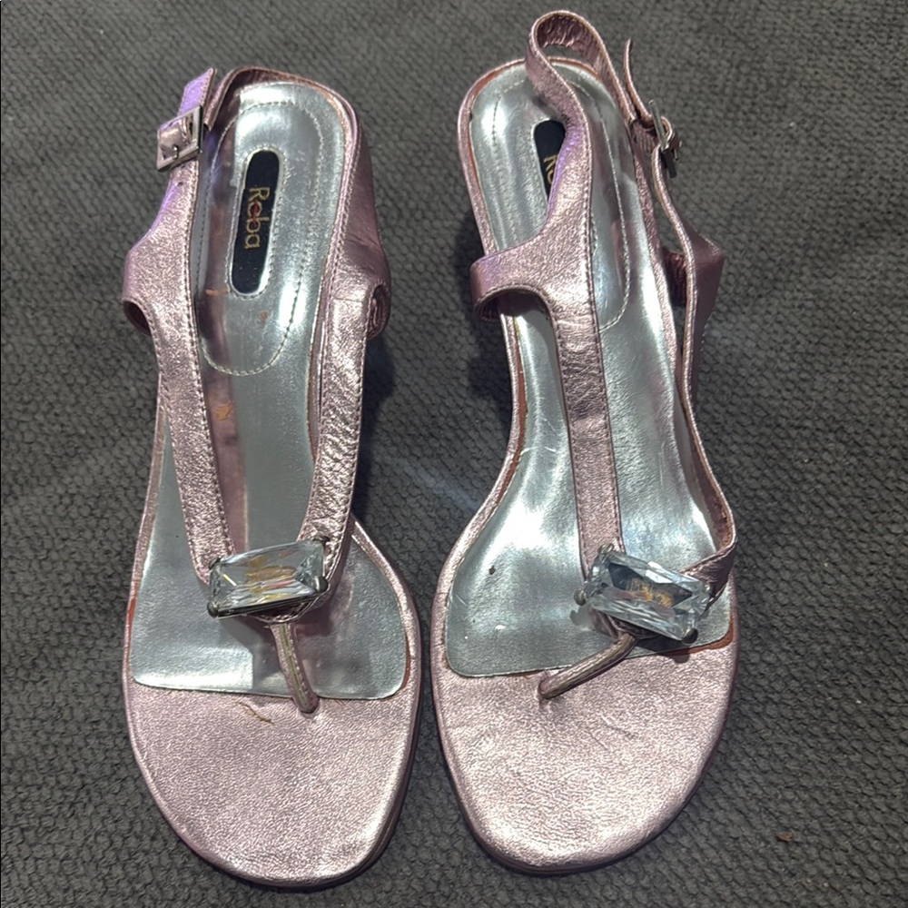 Reba Pink T-Strap Sandals with Adjustable Ankle Strap